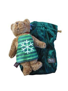 Cheesecake Factory Christmas Plush Herrington Teddy Bear in Green Bag